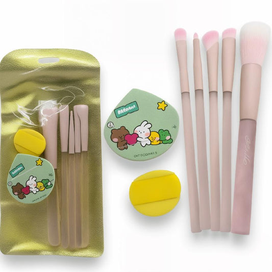 Set X 5 de brochas de ojos + 2 borlas de maquillaje